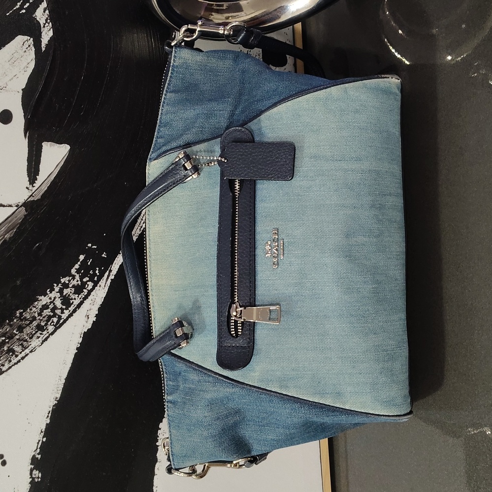 Coach Two-Tone Blue Denim Satchel
